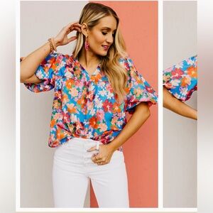 THML | Floral Puff Sleeve Blouse